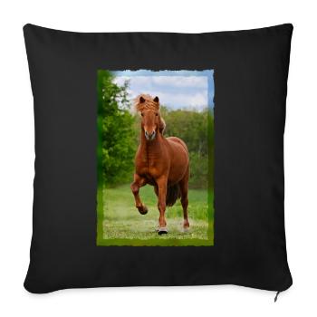 Icelandic horse running in tölt over meadow horse photo - Sofa pillowcase 17,3'' x 17,3'' (45 x 45 cm) - black - Front