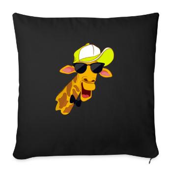 Hipster giraffe with glasses shirt - Sofa pillowcase 17,3'' x 17,3'' (45 x 45 cm) - black - Front