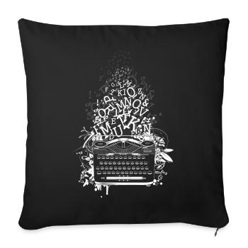 une vieille machine à écrire avec des lettres - Housse de coussin décorative 45 x 45 cm - noir - Devant