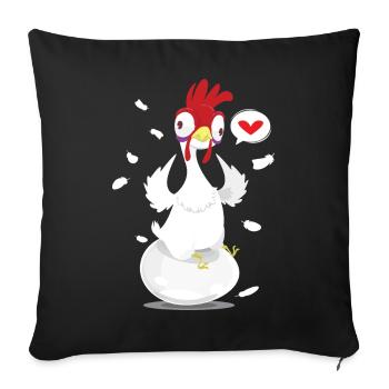 Funny crazy chicken chickens poultry - Sofa pillowcase 17,3'' x 17,3'' (45 x 45 cm) - black - Front