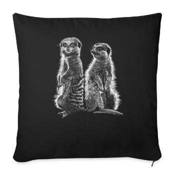 Meerkats - Sofa pillowcase 17,3'' x 17,3'' (45 x 45 cm) - black - Front