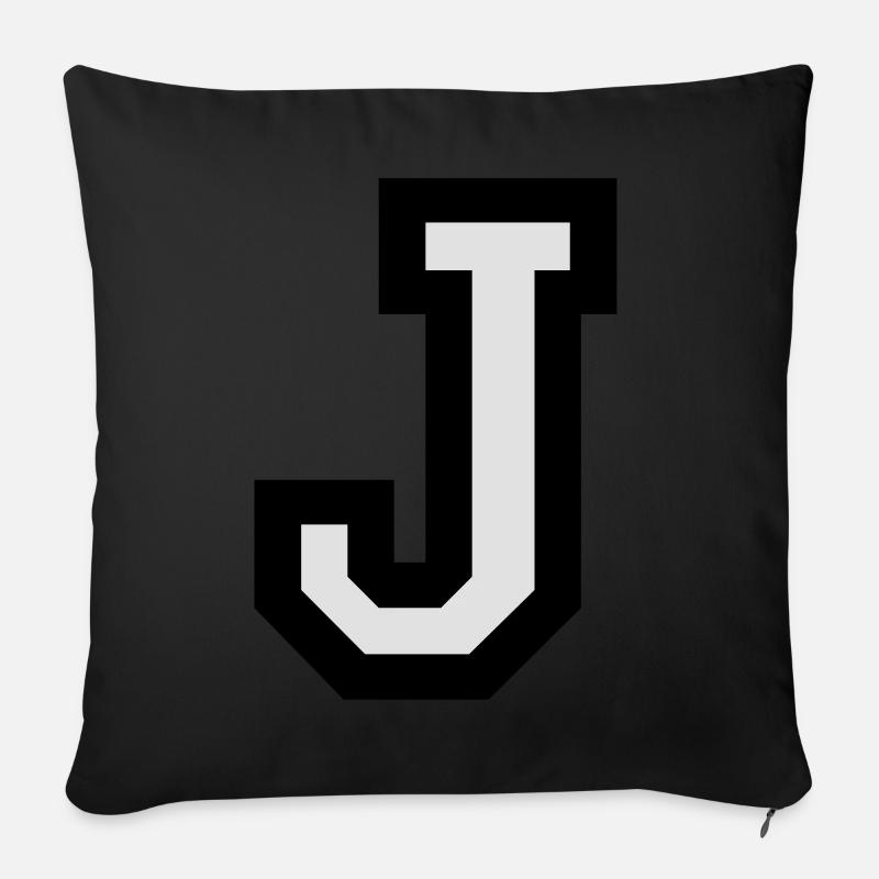 Buchstabe J - Sofakissenbezug 45 x 45 cm - Schwarz