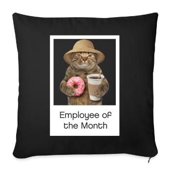 Cat Design -Cat Shirt - Employee of the month - Sofa pillowcase 17,3'' x 17,3'' (45 x 45 cm) - black - Front