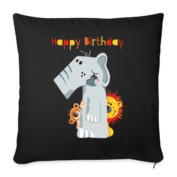 Happy Birthday - Erster Geburtstag - Zahl Eins - Sofa pillowcase 17,3'' x 17,3'' (45 x 45 cm) - black - Front