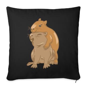 Hug of capybara babies - Sofa pillowcase 17,3'' x 17,3'' (45 x 45 cm) - black - Front