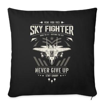 Kampfjet Pilot Flugzeug Düsenjäger Düsenflugzeug - Sofakissenbezug 45 x 45 cm - Schwarz - Vorne