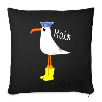 Moin Möwe Küste - Sofakissenbezug 45 x 45 cm - Schwarz - Vorne