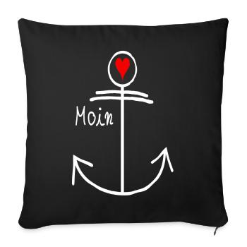 Moin Anker - Sofakissenbezug 45 x 45 cm - Schwarz - Vorne