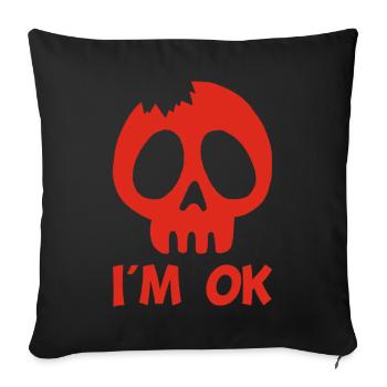 Je vais bien (rouge) - Housse de coussin décorative 45 x 45 cm - noir - Devant