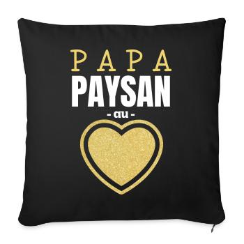 Papa Paysan au Cœur d'Or - Housse de coussin décorative 45 x 45 cm - noir - Devant