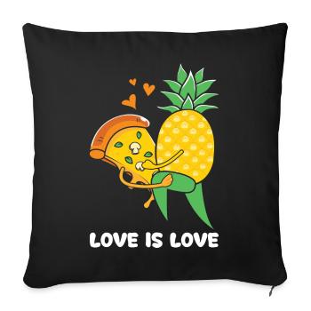 L’amour est amour – Pizza hawaïenne design ananas - Housse de coussin décorative 45 x 45 cm - noir - Devant