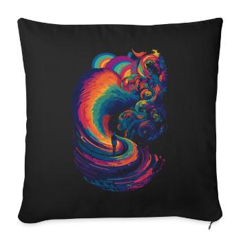 Chemin arc-en-ciel trippant dans les nuages - Housse de coussin décorative 45 x 45 cm - noir - Devant