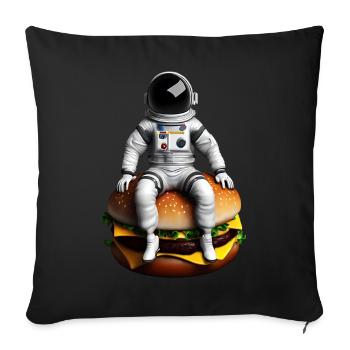 Space Astronaut Cheeseburger - Sofa pillowcase 17,3'' x 17,3'' (45 x 45 cm) - black - Front