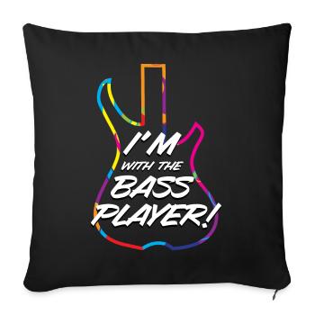 I'M WITH THE BASS LOGO - WHITE TEXT & COLOUR LOGO - Sofa pillowcase 17,3'' x 17,3'' (45 x 45 cm) - black - Front