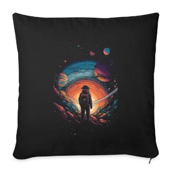 Wandering in the Universe - Surrealist Artwork - Sofa pillowcase 17,3'' x 17,3'' (45 x 45 cm) - black - Front