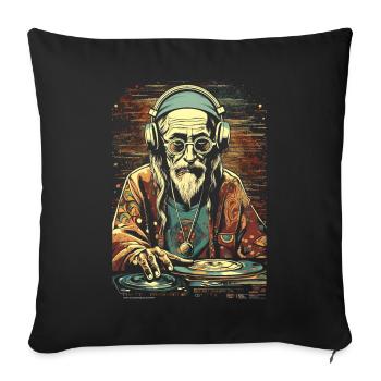 DJ hippie cool à son apogée - Housse de coussin décorative 45 x 45 cm - noir - Devant