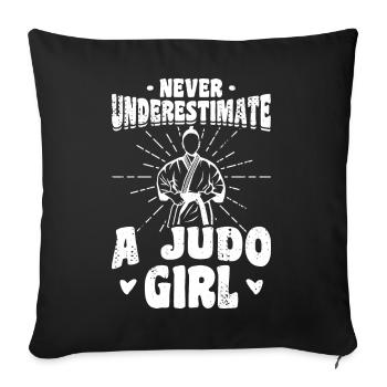 Female judoka - Sofa pillowcase 17,3'' x 17,3'' (45 x 45 cm) - black - Front
