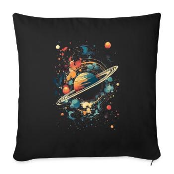 Planètes surréalistes avec Saturne - Housse de coussin décorative 45 x 45 cm - noir - Devant