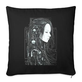 Schöne Cyborg Gothic Frau mit langen Haaren - Sofakissenbezug 45 x 45 cm - Schwarz - Vorne