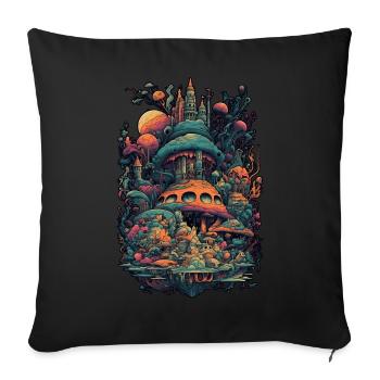 Trippy Explosion - Psychedelic Motif - Sofa pillowcase 17,3'' x 17,3'' (45 x 45 cm) - black - Front