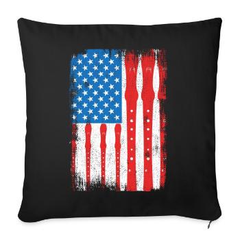 4 juillet USA Flûte - Housse de coussin décorative 45 x 45 cm - noir - Devant