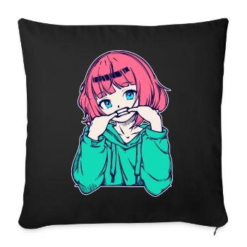 Girls Anime Japanese Comic Cartoon Manga - Sofa pillowcase 17,3'' x 17,3'' (45 x 45 cm) - black - Front