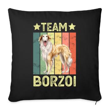 Dog Borzoi - Sofa pillowcase 17,3'' x 17,3'' (45 x 45 cm) - black - Front