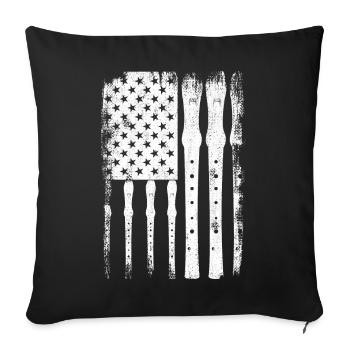 Flute U.S. Flag - Sofa pillowcase 17,3'' x 17,3'' (45 x 45 cm) - black - Front