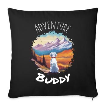 Adventure Buddy - Your dog on an adventure - Sofa pillowcase 17,3'' x 17,3'' (45 x 45 cm) - black - Front