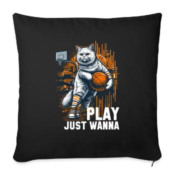 Basketball Cat Long Hair Gift - Sofa pillowcase 17,3'' x 17,3'' (45 x 45 cm) - black - Front