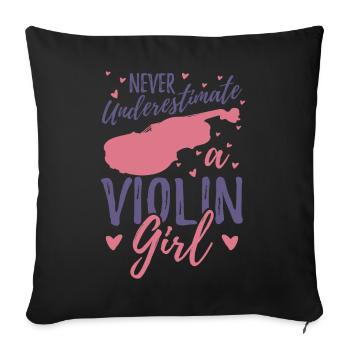 Never underestimate a violinist - Sofa pillowcase 17,3'' x 17,3'' (45 x 45 cm) - black - Front