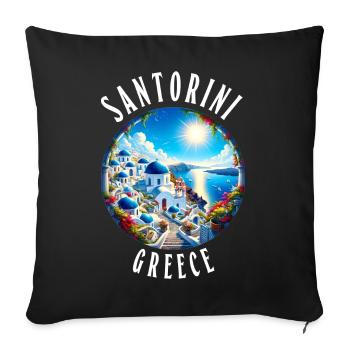 Vacances à Santorin en Grèce sur l'île grecque - Housse de coussin décorative 45 x 45 cm - noir - Devant