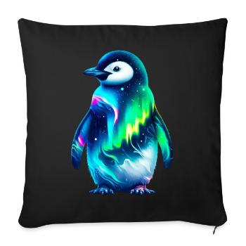 Aurora Borealis Pinguin - Sofakissenbezug 45 x 45 cm - Schwarz - Vorne