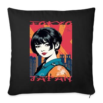 Tokyo, Japon - Housse de coussin décorative 45 x 45 cm - noir - Devant