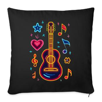 Retro Ukulele Retrowave - Sofa pillowcase 17,3'' x 17,3'' (45 x 45 cm) - black - Front