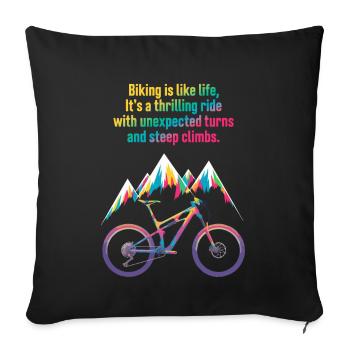 Vivid Mountain Biking Quote Design - Sofa pillowcase 17,3'' x 17,3'' (45 x 45 cm) - black - Front