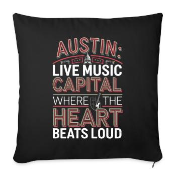 AUSTIN, CAPITALE DE LA MUSIQUE LIVE OÙ LE CŒUR BAT - Housse de coussin décorative 45 x 45 cm - noir - Devant