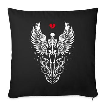 Squelette avec des ailes Anti Saint Valentin - Housse de coussin décorative 45 x 45 cm - noir - Devant