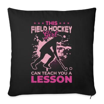 Joueur de hockey sur gazon - Housse de coussin décorative 45 x 45 cm - noir - Devant