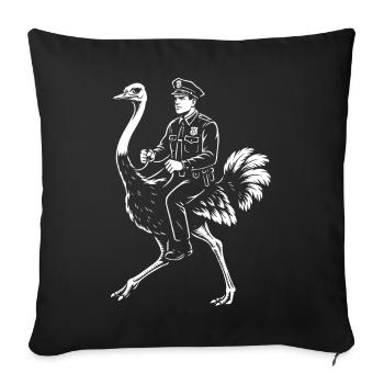 Police Officer Riding a Vivid Ostrich - Sofa pillowcase 17,3'' x 17,3'' (45 x 45 cm) - black - Front
