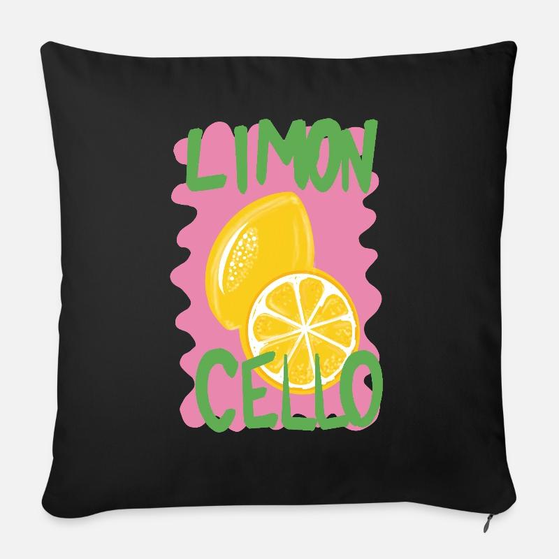 Zitronen- und Cello-Design im verspielten Stil - Sofakissenbezug 45 x 45 cm - Schwarz