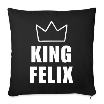 Prénom Félix avec lettre F - Chemise Couronne Roi - Housse de coussin décorative 45 x 45 cm - noir - Devant