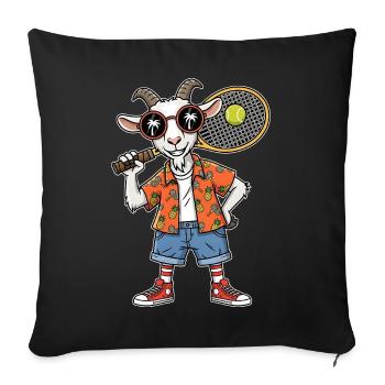 Coole Tennis Ziege Mit Schläger Sommer Vibes - Sofakissenbezug 45 x 45 cm - Schwarz - Vorne