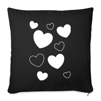 Heart White White Heart Pattern Gift Valentine's Day - Sofa pillowcase 17,3'' x 17,3'' (45 x 45 cm) - black - Front