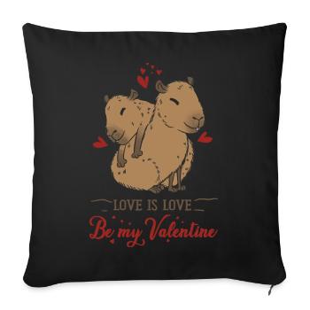 Love motif with two capybara babies - Sofa pillowcase 17,3'' x 17,3'' (45 x 45 cm) - black - Front
