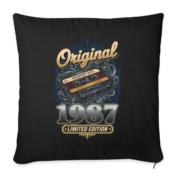 38ème Anniversaire Vintage 1987 Cassette Homme Femme - Housse de coussin décorative 45 x 45 cm - noir - Devant