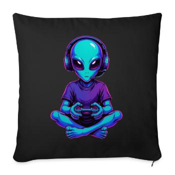 Alien Gaming Gamer Gaming Gaming Video Games Scifi - Sofa pillowcase 17,3'' x 17,3'' (45 x 45 cm) - black - Front