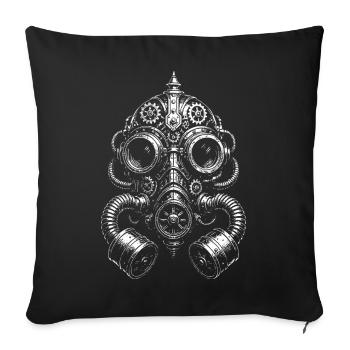 Glyphe du masque à gaz steampunk - Housse de coussin décorative 45 x 45 cm - noir - Devant