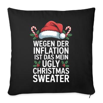 Blague sur l’inflation : Pull de Noël moche - Housse de coussin décorative 45 x 45 cm - noir - Devant