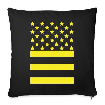 Yellow stars on black striped background - Sofa pillowcase 17,3'' x 17,3'' (45 x 45 cm) - black - Front
